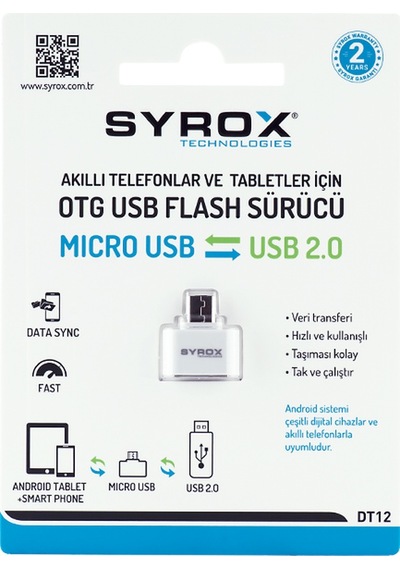Syrox Usb Den Micro Usb Ye Otg Çevirici Dönüştürücü Dt12