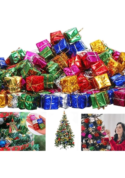 12 Adet Yılbaşı Ağacı Süsü Küçük Hediye Kutuları Asılı Süslemeler Mini Noel Folyo Kutuları El Yapımı Hediye Kutuları Noel Ağacı Süslemeleri Çeşitli Renkler Diğer