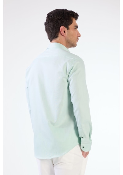 Dufy Yeşil Erkek Slim Fit Düz Düğmeli Yaka Uzun Kol Gömlek - 102509 Yeşil