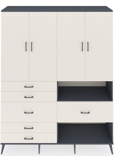 Hyperion Gardrop 7 Raflı 6 Çekmeceli 4 Kapaklı 176x44x221 Antrasit-aytaşı Aytaşı Hyperion Gardrop 7 Raflı 6 Çekmeceli 4 Kapaklı 176x44x221 Antrasit-aytaşı Aytaşı