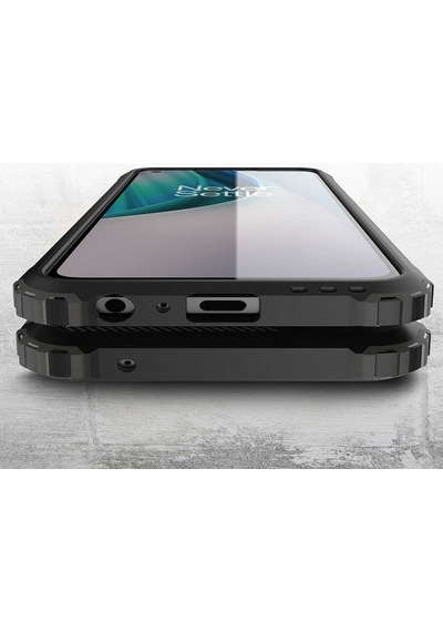Noktaks - One Plus Uyumlu One Plus Nord N100 - Kılıf Çift Katman Zırh Tank Crash Military Kapak - Gri