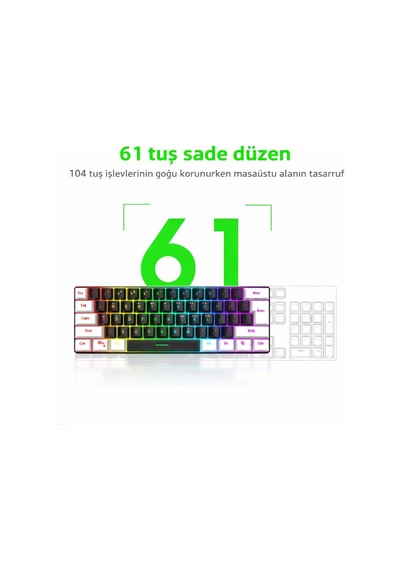 Hadron Mofan Mf1701bw Gaming Mekanik Rgb Klavye Blue Switch - Siyah Beyaz