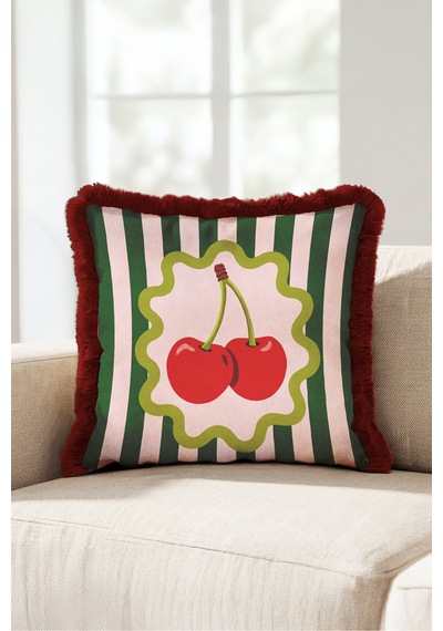 Retro Çizgili Kiraz Motifli Saçaklı Yastık Kılıfı - Bohem Pembe Yeşil Bordo Püsküllü Kırlent Kılıfı Derin Düş Nektar Retro Çizgili Kiraz Motifli Saçaklı Yastık Kılıfı - Bohem Pembe Yeşil Bordo Püsküllü Kırlent Kılıfı Derin Düş Nektar
