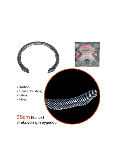 Carub Fiber Direksiyon Kılıfı Karbon Uzun Silver Br1850123 Gri