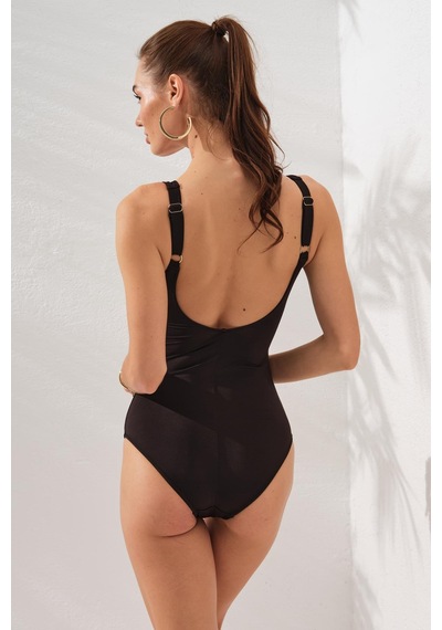 Eros Pierre Cardin 231133 Siyah Stella V Yaka Tokalı Korseli Mayo Çok Renkli