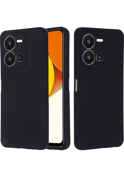 Vivo Y22S Uyumlu Silikon Kılıf - Kamera Korumalı Esnek Pastel Renk Kapak - Siyah