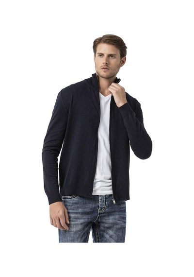 Cipo & Baxx Cp282 Ultimate Zip Luxe Knit Men Sweater Navyblue