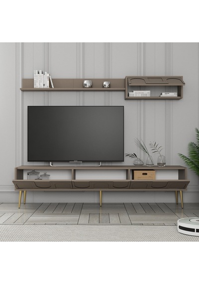 Variant Lyon Duvar Raflı Tv Ünitesi - Atlas / Altın