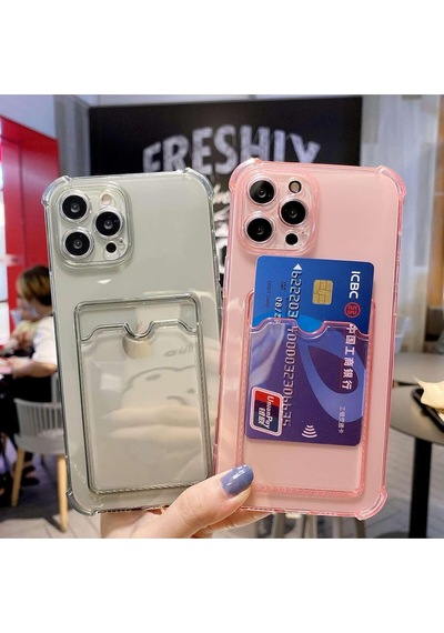Teknomoda Apple Uyumlu iPhone 16 Pro Kılıf Kartlıklı Anti Şok Korumalı Şeffaf Silikon Şeffaf Açık Şeffaf