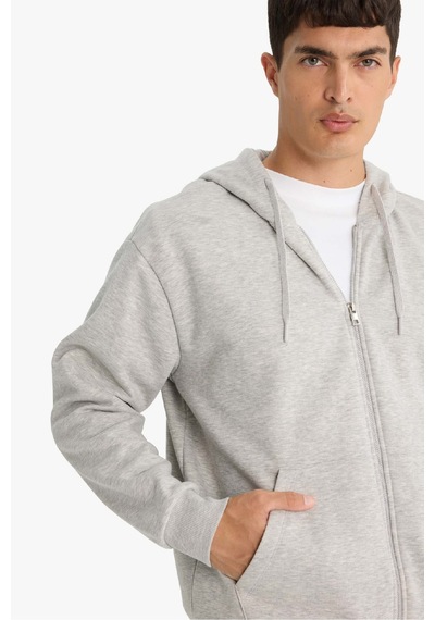 Defacto - Relax Fit Kapüşonlu İçi Yumuşak Tüylü Basic Düz Cepli Kalın Fermuarlı Sweatshirt D7599AX25SP Gri Defacto - Relax Fit Kapüşonlu İçi Yumuşak Tüylü Basic Düz Cepli Kalın Fermuarlı Sweatshirt D7599AX25SP Gri