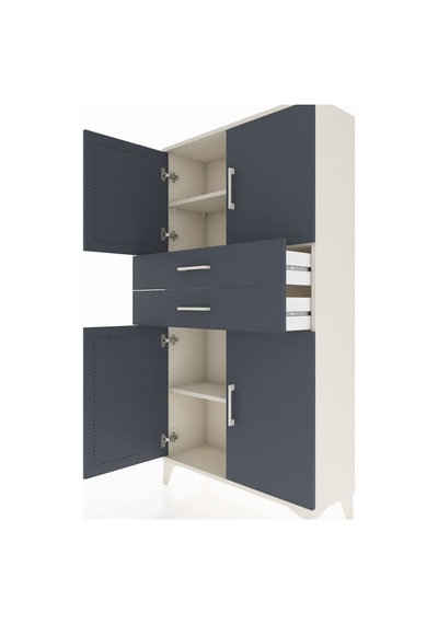 Arges Dolap 3 Raflı 2 Çekmeceli 4 Kapaklı 88x30x163 Aytaşı-antrasit Aytası