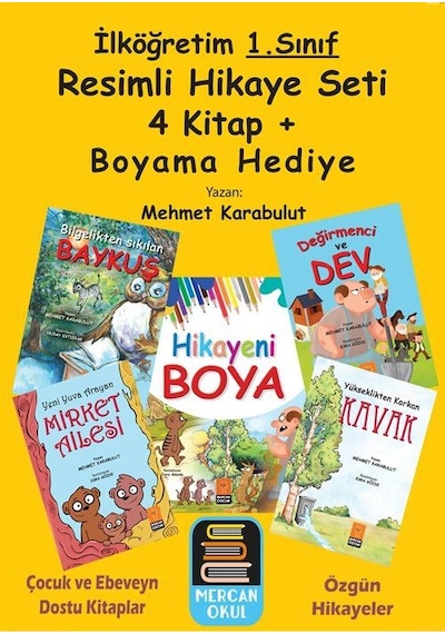 1.sınıf Resimli Hikaye Seti 4 Kitap + Boyama Kitabı Hediye ...
