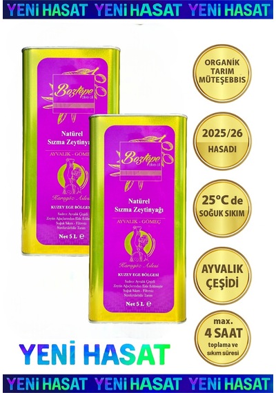 Boztepe Soğuk Sıkım Natürel Sızma Zeytinyağı Teneke 2 x 5 L