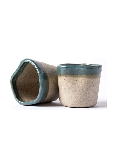 Must Siyah Beyaz Stoneware El Yapımı Mug Fincan 2li Set 8635 Mavi