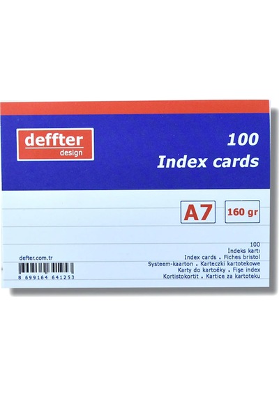 Deffter İndex Kartı A7 Beyaz Çizgili 64125-3