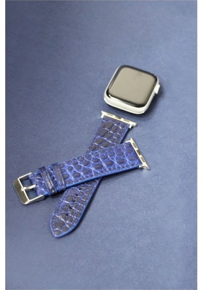 Apple Uyumlu Watch Kordon Lacivert Croccodile 38-40-41 Mm