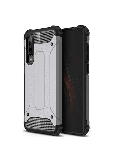 Noktaks - Huawei Uyumlu Huawei P30 Lite - Kılıf Çift Katman Zırh Tank Crash Military Kapak - Rose Gold