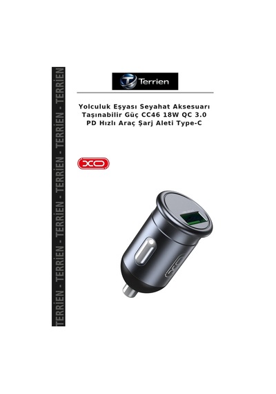 Yolculuk Eşyası Seyahat Aksesuarı Taşınabilir Güç Cc46 18w Qc 3.0 Pd Hızlı Araç Şarj Aleti Type-c