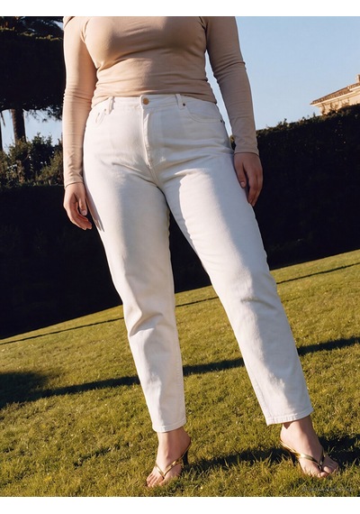 Lcwaıkıkı Curve Beyaz Büyük Beden Mom Fit Kadın Jean Pantolon