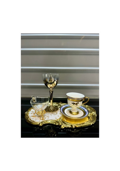 6 Adet Titanyum Gold Kahve Yanı Meşrubat Su Bardağı Hudson Altın