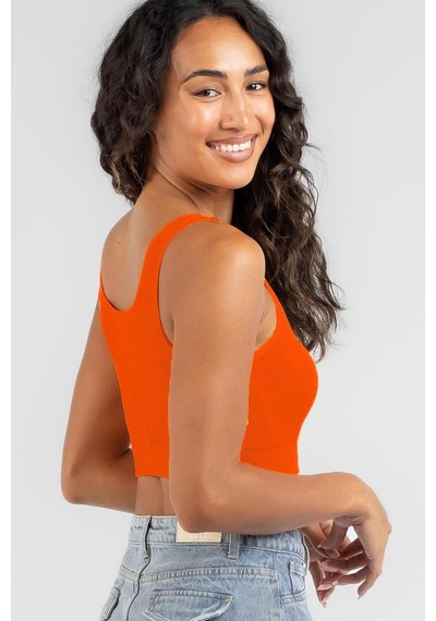 Madmext Turuncu Askılı Basic Crop Top Bluz Mg1757-turuncu Turuncu