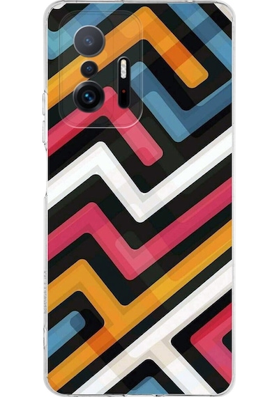 Xiaomi Mi 11t Pro Kamera Korumalı Kapak Labirent Grafiti Tasarımlı Şeffaf Kılıf Şeffaf