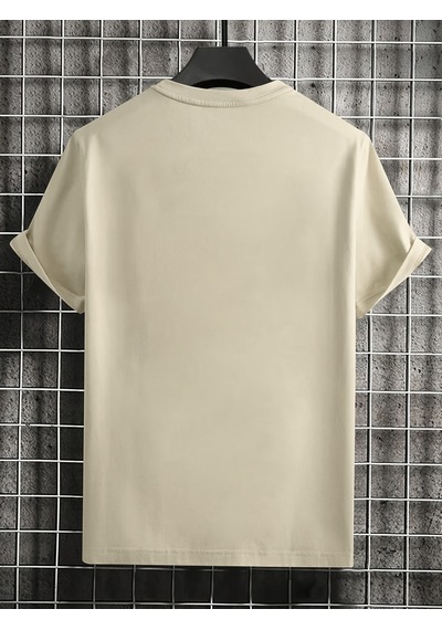 Unisex Think Outside The Box Baskılı Oversize Tshirt Bej