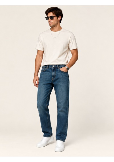 73471-00266 Erkek Relaxed Fit Denim Pantolon 73471-00266 Buz Mavisi
