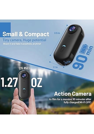 Vtn-01 Mini Wıfı Aksiyon Kamerası 1080p Taşınabilir Vücut Kamerası Giyilebilir Video Kaydedici Siyah