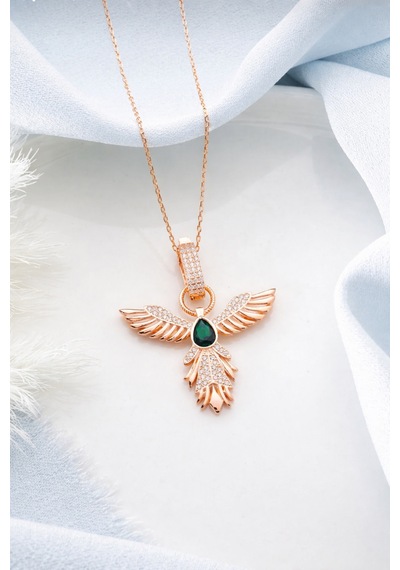 Çekirdekjewelry 925 Ayar Gümüş Rose Kaplama Zümrüdüanka Kolye Rose