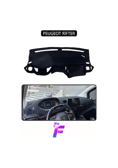 Peugeot Rifter Uyumlu Torpido Örtüsü Yansıma Önleyici Tam Koruma Kolay Ve Hızlı Montaj J24 Siyah