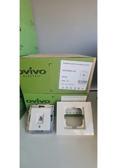 Ovivo Grano Beyaz Nümeris Prizi Çerçeve Dahil Rj11 Telefon Prizi