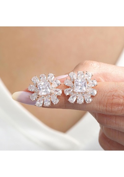 Effective Diamond Milano Rüyası Rose Renk Işıltılı Gümüş Küpe
