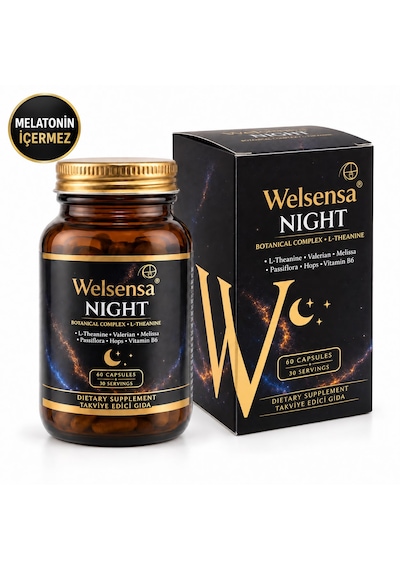 Welsensa Night Stressiz Ve Derin Uyku Döngüsüne Yardımcı Melatoninsiz Formül 60 Kapsül