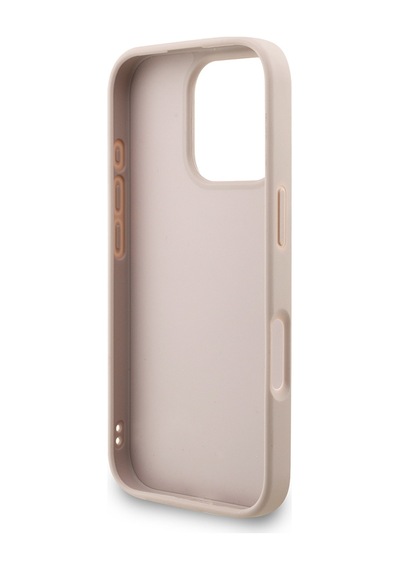 Apple iPhone 16 Pro Uyumlu Kılıf Guess Lisanslı Bilek Askı İpli Metal 4g Ve Yazı Logolu Kapak Pembe