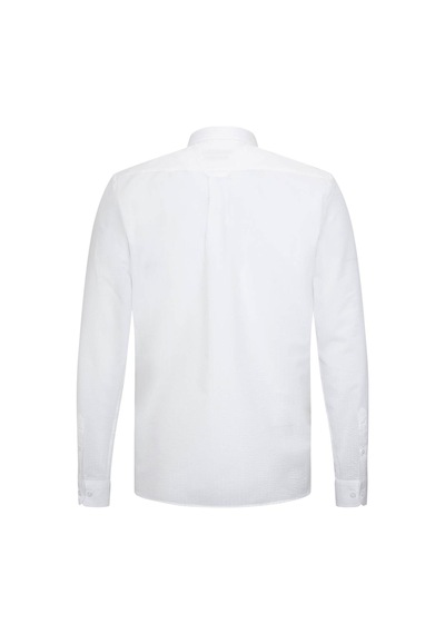 Hatemoğlu Beyaz Comfort Fit 100% Pamuk Slim Yaka Uzun Kollu Spor Gömlek 35850 4111993
