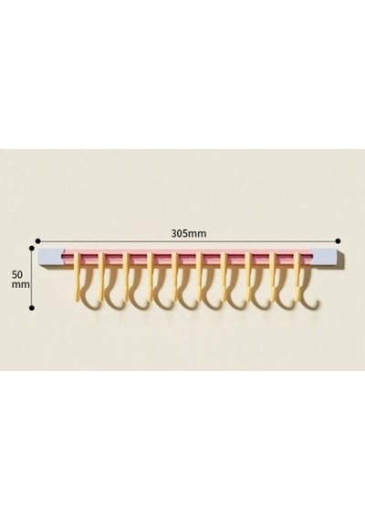 Askımo - 10 Kancalı Raylı Mutfak Ve Banyo Düzenleyici Askı 30 Cm Muhtelif