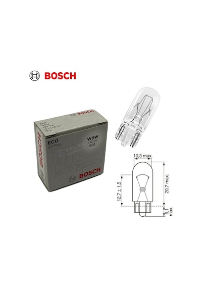 Bosch 12v Dipsiz Ampul T10 5w Standart Eco 10 Adet