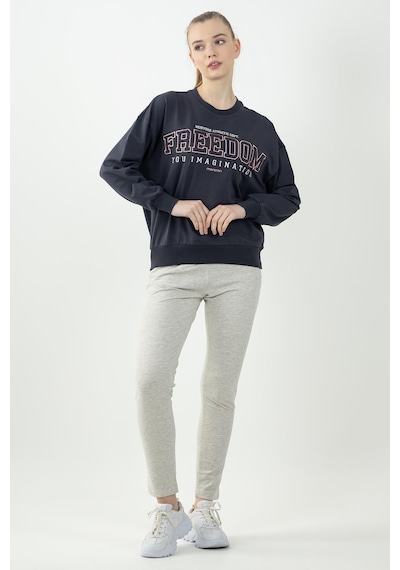 Maraton Sportswear Oversize Kadın Bisiklet Yaka Uzun Kol Basic Antrasit Sweatshirt 22169-antrasit
