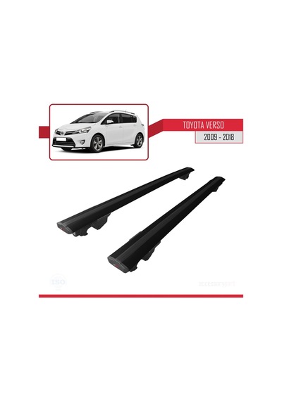 Toyota Verso 2009-2018 Arası İle Uyumlu Hook Model Anahtar Kilitli Ara Atkı Tavan Barı Siyah