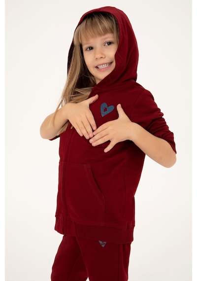 U.S. Polo Assn. Kız Çocuk Bordo Fermuarlı Basic Sweatshirt 50296390-VR014
