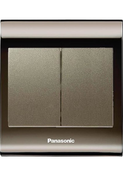 Viko Panasonic Thea Blu İkili Anahtar, Çerçeve Una+füme, Kapak Dore
