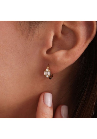 Sembol Gold Altın Baget Küpe 1.3 Cm