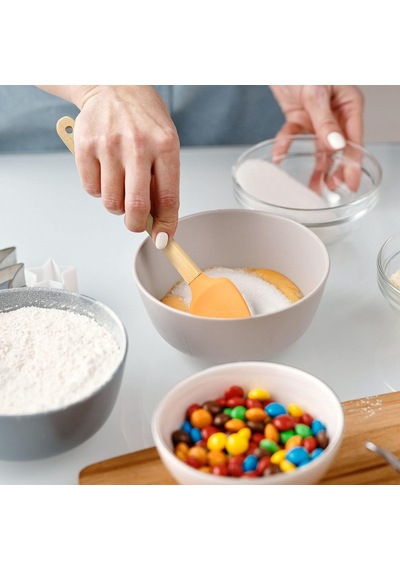 Silikon Spatula Ve Fırça Seti, 5 Parça, Karışık Renkli, Bambu Saplı Çok Renkli