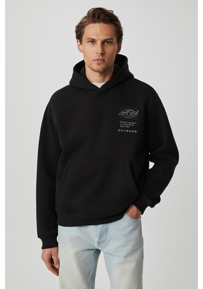Grımelange Grımelange Legandary Erkek Yumuşacık Siyah Sweatshirt Siyah