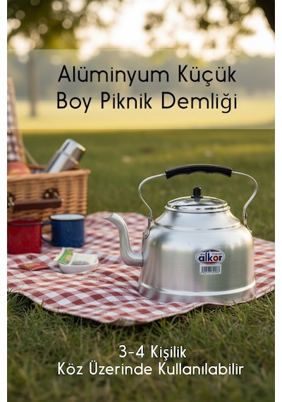 12 Cm Alüminyum 3-4 Kişilik Piknik Demliği Közde Kullanılabilir Aile Boyu Demlik Diğer