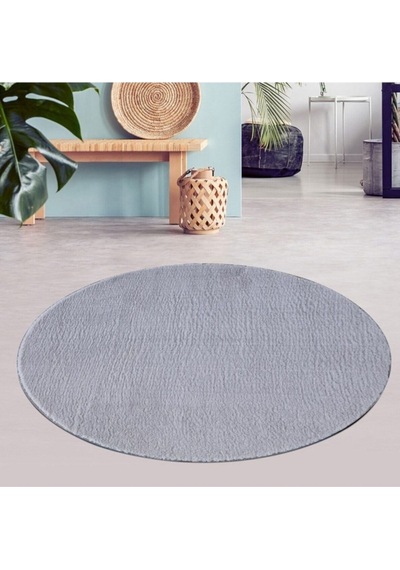 Balat Halı Dekoratif Açık Gri Peluş Yumuşak Yuvarlak-oval Halı Karışık, Çok Renkli
