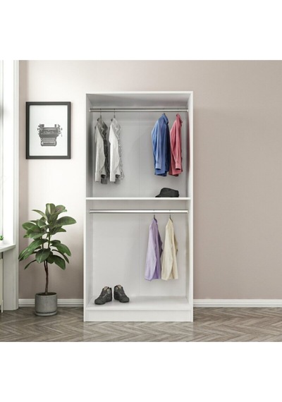 Tdesıgno Hira Giyinme Dolabı - Çok Amaçlı Dolap - Gardırop 80 Cm Beyaz