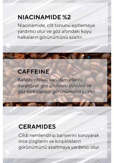 The Ceel Göz Altı Torbalanma ve Morluk Karşıtı, Aydınlatıcı Göz Bakım Serumu Caffeine, Glutatyon 30 ml