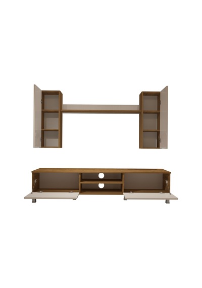 Decoraktiv Eko 7 Mdf Dvd Krom Ayaklı Tv Ünitesi Tv Sehpası Pera - Beyaz